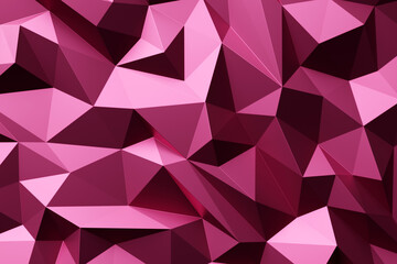 Red  polygonal pattern with triangles, geometric 3d texture