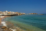 Fototapeta  - View of the beach on the Greek island of Crete in Hersonissos