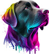 Colorful Labrador Retriever with paint splashes
