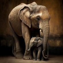 Elephan Mother Of The Asian Elephant