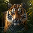 Sumatran tiger (Panthera tigris sumatrae) is a rare tiger subspecies that inhabits the Indonesian island of Sumatra. Generative AI