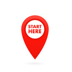Poster - Start pointer - button (call to action). A pointer on the map with a marker of your location. Pointers flat icon. On a white isolated background. Vector illustration