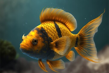 Yellow and black fish, created with generative ai 