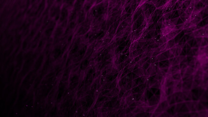 Aufkleber - Futuristic wave with lines and dots. Abstract background with a dynamic wave. Particle placement with hanging dots in space. Large data background. 3d rendering.