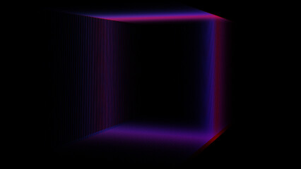 Poster - Absorption tunnel on a black background. Hypnotic abstract illusion. Abstract 3d portal. 3d rendering.