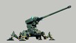 Artillery robot .artillery robot automatic security.  3D artwork.3D rendering.3D illustration