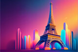 Fototapeta Paryż - City illustration in abstract pastel colors