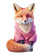 cute fox wearing a pink sweather on a transparant background