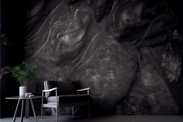 Wall Mural - Black dark  textured concrete stone wall background