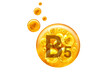  Vitamin B5 capsule. Golden balls with bubbles isolated. Healthy lifestyle concept.