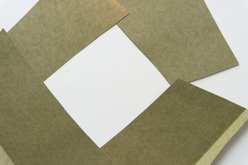 Sticker - square or diamond white space or frame composed of old green card shapes