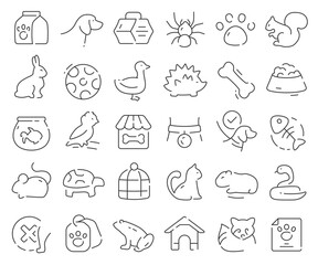 Sticker - Pets line icons collection. Thin outline icons pack. Vector illustration eps10