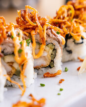Close Up Of Gourmet Shrimp And Octopus Sushi