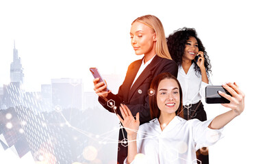 Poster - Businesswomen work together having online conference call about