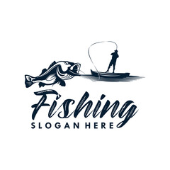 Poster - Fishing logo design template illustration