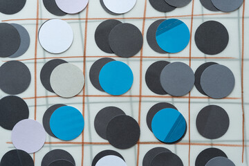 Sticker - paper circles on tracing paper with lines