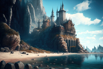 Wall Mural - Fantasy scene. game design inspiration. sketch art for artist creativity and inspiration. generative AI	