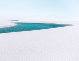 Wall Mural - rainwater pond among the white sand dunes of Lencois Maranhenses