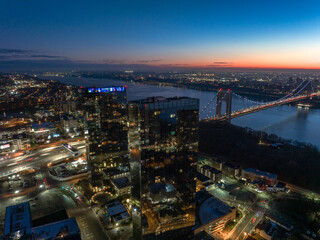 Wall Mural - Aerial Drone Sunrise in Fort Lee, New Jersey 