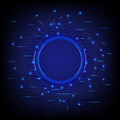 Fototapete - abstract glowing circular background high tech with space in the middle and there is an electronic circuit pattern that shines and glows on a gradient background