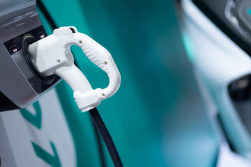 EV charging station for electric cars in green energy and eco energy concept