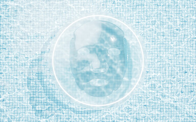 Wall Mural - Facial mask with water background, 3d rendering.