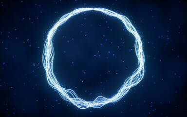 Poster - Abstract wave gradient curves and particles, 3d rendering.