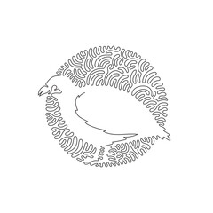 Wall Mural - Continuous one curve line drawing of funny quails abstract art in circle. Single line editable stroke vector illustration of small short tailed birds for logo, wall decor and poster print decoration