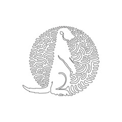 Wall Mural - Continuous curve one line drawing of sitting meerkat abstract art in circle. Single line editable stroke vector illustration of beautiful meerkat  for logo, wall decor and poster print decoration