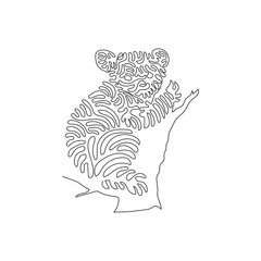 Wall Mural - Continuous one curve line drawing of funny koala abstract art in circle. Single line editable stroke vector illustration of adorable koala for logo, wall decor and poster print decoration