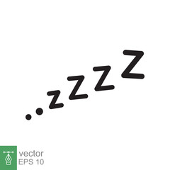 Sleep ZZZ lettering sign. Scribing doodle, snore ZZZZ icon, sleepy, nap, cartoon, comic style. Rest, relax, bedtime concept. Vector Illustration design isolated on white background. EPS 10.