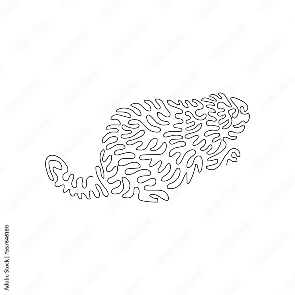 Continuous curve one line drawing of cute beaver curve abstract art ...