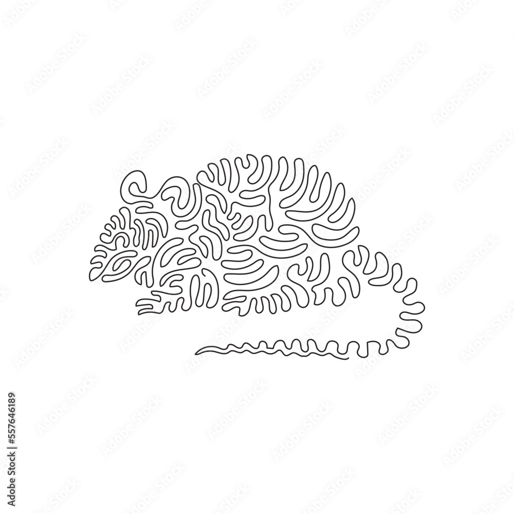 Continuous curve one line drawing of frisky mouse abstract art in ...
