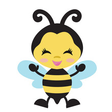 Cute Little Busy Bee Vector Cartoon Illustration