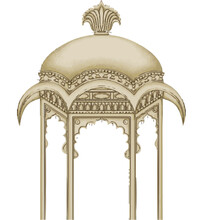 Traditional Indian Mughal Temple, Arch Monument Vector Illustration
