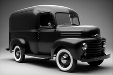 Vintage Black Delivery Truck Ready To Be Branded. Black Truck Game Asset. Retro Black Delivery Truck Illustration. Generative AI