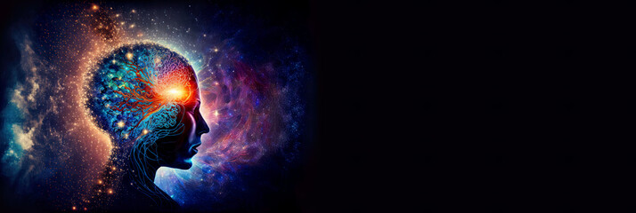 Wall Mural - 3rd eye is activated and in harmony with the cosmos, pineal gland connected to spirituality, metaphy