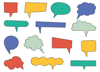 Speech bubble collection in flat style vector illustration isolated on white