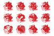 Set of chinese zodiac icons animal vector