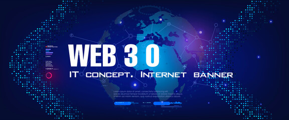 Poster - web 3.0 internet new generation. unique internet network 3.0 worldwide communication portal of the f