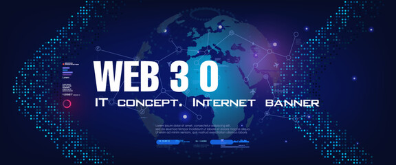 Poster - web 3.0 internet new generation. unique internet network 3.0 worldwide communication portal of the f