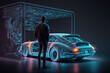 © Ярослав Антонюк - Engineer hologram modelling car