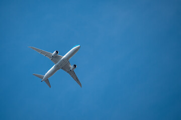 airplane in the blue sky