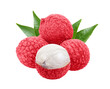 © supamas - Lychee with leaves isolated on  transparent png