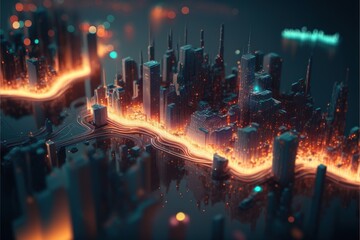 Digital illustration about technology and architecture.