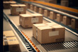 © bahadirbermekphoto - Cardboard boxes on the conveyor belt, Generated AI