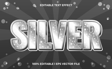 Poster - silver editable text effect, lettering typography font style, silver 3d text for tittle