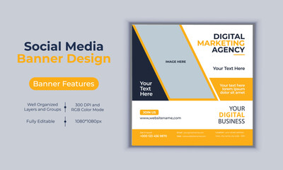 Digital marketing agency social media post banner design vector template modern layout design