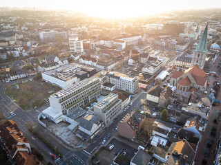 Aerial view of the city taken from a drone.