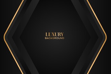 Poster - Golden lines luxury on white overlap brown and black shades color background. elegant realistic paper cut style 3d. Vector illustration about precious and beautiful feeling.